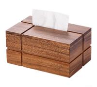 PureBowlic Boîte à mouchoirs moderne minimaliste en bois massif avec couvercle dissimulé à base de plantes Finition à l'huile Motif croix Marron 21 x 13 x 8,5 cm Pour salon, salle de bain, voiture