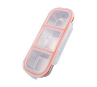 PureBowlic Boîtes à goûter en acier inoxydable avec couvercles, 3 compartiments, anti-fuite, pour l'école, le travail, le pique-nique, les voyages, argenté, passent au lave-vaisselle, réutilisables (3