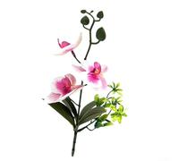 PureBowlic Bouquet d'orchidée phalaenopsis artificielle, 25 cm, orchidée papillon réaliste avec finition texturée transparente, fleurs artificielles basses pour décoration de bureau (cœur violet)