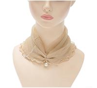 PureBowlic Cache-cou en tulle perlé style carré imprimé tendance | Tissu polyester doux, sensation légère, texture respirante, détails en tulle perlé, col rond
