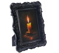 PureBowlic Cadre photo noir gaufré 17,8 cm gothique décoration d'intérieur | Motifs complexes en relief sombre, esthétique mystérieuse, taille de 15,2 cm, parfait pour Halloween