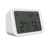 PureBowlic Capteur de lumière WiFi de température et d'humidité pour l'application Smarts, détecteur Lux 3 en 1 avec écran LCD, pour Alexa et Google Assistant, blanc