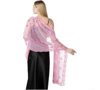 PureBowlic Châle Étole Étoile Lune Mariage Fête Mariage Formelle Wrap Étole | Femmes Brodé Élégant Soirée Doux Respirant Flattering Sequin Polyester Mesh Drapé Couverture Blanc 60x190cm