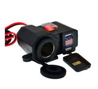 PureBowlic Chargeur de guidon de moto double USB avec voltmètre numérique, prise de port 12 V à 5 V 2,1 A, interrupteur étanche pour VTT, moto tout-terrain, GPS, téléphone de charge, noir