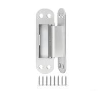 PureBowlic Charnière de porte invisible en acier inoxydable, réglable de 3 mm, design sûr pour portes intérieures, forme ronde ou carrée, facile à installer avec des vis, argent (A)