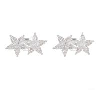 PureBowlic Clip d'écouteurs double étoile à cinq branches avec incrustation de zirconium, accessoire décoratif en cuivre pour femme, finition argent et or (26106 argent)
