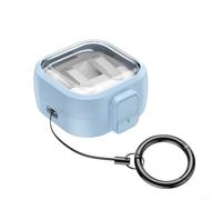 PureBowlic Coque Earph en TPU pour Galaxy Buds 4 Pro avec verrouillage anti-perte, support de charge sans fil, coins anti-chocs, mousqueton en métal, noir (bleu clair)