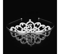 PureBowlic Couronne de princesse en alliage avec strass K9 - Diadème argenté - Pour mariage, anniversaire, fête de mariage - Léger et confortable - Design élégant et tendance (28)