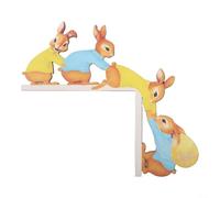 PureBowlic Décoration d'angle de porte en bois lapin de Pâques double face vintage pour cadre, étagère, moniteur, décoration de vacances de printemps avec pois colorés lapins festifs maison festive