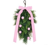 PureBowlic Décoration pour porte Sapin Artificiel 50cm avec Décoration | pour velours multicolore, pompons , touche luxueuse, pour idéal salon, entrée festive(Pink)