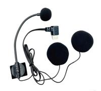 PureBowlic Demi-casque de moto pour micro de type C, double haut-parleurs et microphone antibruit, housse en éponge ABS pour l'équitation, câble de 77 cm noir
