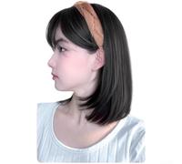 PureBowlic Demi-perruque ondulée marron pour femme, postiche synthétique résistante à la chaleur avec clips BB réglables, bandeau naturel pour queues de cheval et chignons, 110 g (A)