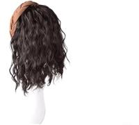 PureBowlic Demi-perruque ondulée marron pour femme, postiche synthétique résistante à la chaleur avec clips BB réglables, bandeau naturel pour queues de cheval et chignons, 110 g (J)