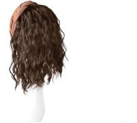 PureBowlic Demi perruque ondulée marron pour femme, postiche synthétique résistante à la chaleur avec clips BB réglables, bandeau naturel pour queues de cheval et chignons, 110 g (L)