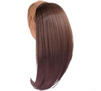 PureBowlic Demi-perruque ondulée marron pour femme, postiche synthétique résistante à la chaleur avec clips BB réglables, bandeau naturel pour queues de cheval et chignons, 110 g (G)