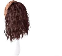 PureBowlic Demi perruque ondulée marron pour femme, postiche synthétique résistante à la chaleur avec clips BB réglables, bandeau naturel pour queues de cheval et chignons, 110 g (K)