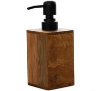 PureBowlic Distributeur de lotion en bois de noyer pour pompe à pression noir mat pour shampooing, savon, bouteille à grain naturel, pour évier de salle de bain, base plate stable (trompette)