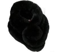 PureBowlic Écharpe imitation lapin pour femme - Chaude et épaisse - Couleur unie - Doux et léger - Style coréen - Accessoire de mode pour l'automne par temps froid - Écru (5# Noir anthracite)