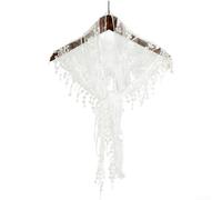 PureBowlic Écharpe triangle en dentelle polyester pour femme avec pompon, foulard doux et respirant pour le printemps, l'été, l'automne et l'hiver, accessoire de mode 135 x 45 cm (2# blanc)