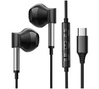 PureBowlic Écouteurs filaires de type C avec micro, pilote dynamique HiFi 14,2 mm, écouteurs intra-auriculaires avec télécommande à 3 boutons pour Ph, Xiaomi, Huawei, câble de 1,2 m, noir (type C)