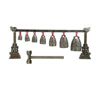 PureBowlic Ensemble de gong de méditation chinois en bronze avec 7 cloches décorées, instrument de percussion en alliage pour yoga, pleine conscience, guérison sonore et décoration artistique de la