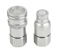 PureBowlic Ensemble de raccords rapides hydrauliques avec valve plate FF Design carbone et acier inoxydable Revêtement zinc blanc NPT 1/4 3/8 1/2 3/4 1 Bille en acier Verrouillage industriel agricole