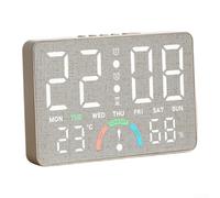 PureBowlic Grande horloge numérique LED moniteur de température et | Alarme murale ou de bureau avec calendrier Cadre en plastique moderne pour la maison, la chambre à coucher, le salon