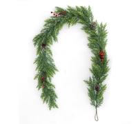 PureBowlic Guirlande de Noël 180 cm, herbe à chat, baies rouges, vigne