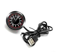 PureBowlic Horloge à quartz lumineuse pour tableau de bord de voiture - Affichage précis de l'heure - Type USB - Accessoires automobiles en plastique - Facile à installer - Autocollants sans dommages