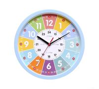PureBowlic Horloge d'apprentissage silencieuse à quartz 25 cm Outil | Code couleur arc-en-ciel, pour des sections de temps claires, aide les enfants à apprendre des heures minutes (bleu clair)