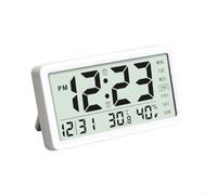 PureBowlic Horloge de bureau numérique blanche avec moniteur de température | Design moderne blanc, encombrement compact, lecture facile d'un coup d'œil, table de chevet de bureau