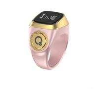 PureBowlic IQibla Smart pour compteur Tasbih numérique ZIKR Ring avec écran OLED, rappel de vibration pour 5 prières quotidiennes, application, batterie 40 mAh pour musulmans (18 mm, rose)