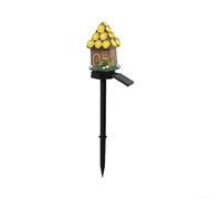 PureBowlic Lampe solaire en résine pour maison de fleurs, statue de jardin féérique avec LED chaude, étanchéité IP65, décoration de pelouse pour cour, allée, mariage, rose (jaune)