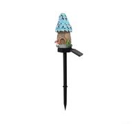 PureBowlic Lampe solaire en résine pour maison de fleurs, statue de jardin féérique avec LED chaude, étanchéité IP65, décoration de pelouse pour cour, allée, mariage, rose (bleu)