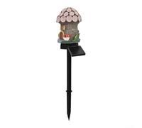 PureBowlic Lampe solaire en résine pour maison de fleurs, statue de jardin féérique avec LED chaude, étanchéité IP65, décoration de pelouse pour cour, allée, mariage, rose