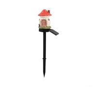 PureBowlic Lampe solaire en résine pour maison de fleurs, statue de jardin féérique avec LED chaude, étanchéité IP65, décoration de pelouse pour cour, allée, mariage, rose (rouge)