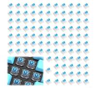 PureBowlic Lot de 100 commutateurs de clavier tactiles à 3 broches pour boîtier bleu clair, pré-lubrifiés pour une saisie fluide et des jeux, remplacement de touche mécanique de style MX, tige blanche