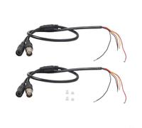 PureBowlic Lot de 2 câbles d'alimentation vidéo de 60 cm avec connecteurs BNC et CC vers fil dénudé pour caméra de vidéosurveillance PCB, PVC cuivre pour systèmes de surveillance analogiques (noir x