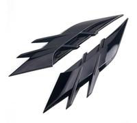 PureBowlic Lot de 2 garnitures d'aération latérales 3D noires brillantes pour garnitures d'aération de voiture, faux décalcomanies pour phares et sourcils, décoration de carrosserie, aspect fibre de