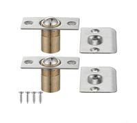 PureBowlic Lot de 2 loquets à bille argentés en acier inoxydable pour placard et meubles - Loquet à rouleau en laiton poli avec fermeture sécurisée pour boutons et leviers