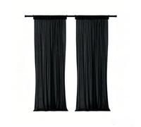 PureBowlic Lot de 2 toiles de fond en soie de lait - 150 x 210 cm - Beige et noir - Rideaux de couleur unie pour fête de mariage, cabine photo, scène, action à suspendre facilement - Tissu léger (noir