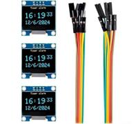 PureBowlic Lot de 3 modules d'affichage Oled 128 x 64 I2C, pour Arduino, Raspberry Pi, Esp32, Stm32 pour méga projets, comprend 10 fils (jaune + bleu)