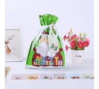 PureBowlic Lot de 5 sacs de Noël avec cordon de serrage, jolis motifs de vacances pour bonbons, décorations de fête, réutilisables pour pochettes revêtues d'aluminium pour enfants, salle de classe