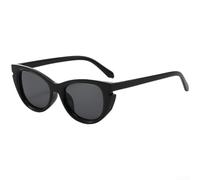 PureBowlic Lunettes de soleil tendance œil de chat protection UV400 monture ovale légère PC lunettes de soleil monture noire verres gris pour homme femme conduite voyage extérieur 14,5 x 6,3 x 4,8 cm