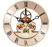 PureBowlic Mouvement d'horloge à quartz transparent de 86 mm, mécanisme d'engrenage en métal avec chiffres romains, pièces de rechange décoratives transparentes pour réparation d'horloge murale à