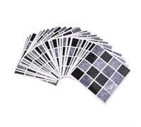 PureBowlic MSC066 Lot de 40 autocollants en vinyle pour murs de cuisine et de salle de bain Motif mosaïque imperméable et résistant à l'huile Finition brillante Facile à décoller 10 x 10 cm