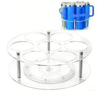 PureBowlic Organiseur rotatif à 7 emplacements pour bouteilles d'eau de 1,2 l - Porte-gobelet en acrylique pour Owalas et verres de marque avec poignées - Support de rangement peu encombrant