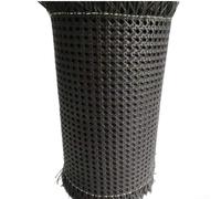 PureBowlic Panneau de décoration murale en rotin synthétique noir avec tissage octogonal pour cloison de séparation de pièce, armoire, façade, maison, café, paravent imitation osier de 35 cm à 60 cm