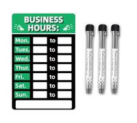 PureBowlic Panneau d'heures d'ouverture pour 3 stylos effaçables, panneau de magasin ouvert fermé en PVC pour bureau, magasin, café, bar, gym, tableau horaire personnalisable résistant aux intempéries