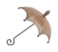 PureBowlic Parapluie rustique marron en métal pour jardin et jardin, décoration d'extérieur résistante aux intempéries avec grande capacité, accessoire charmant pour la faune 20 × 17 × 14 cm